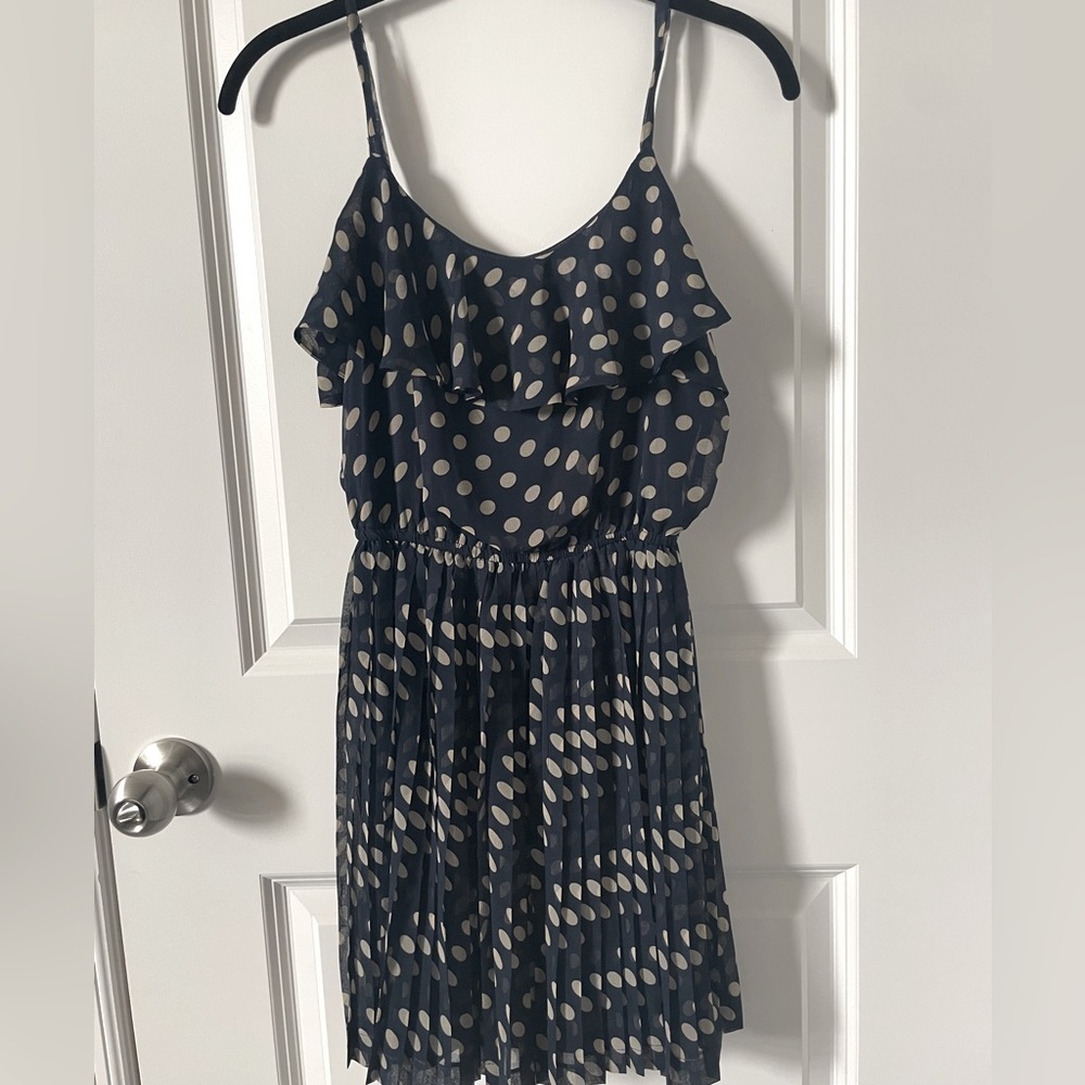 Forever 21 blue with cream polka dots size small spaghetti strap dress